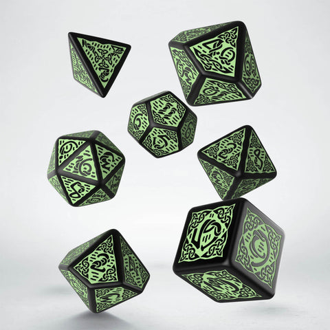 Celtic 3D Revised Dice Set Black And Green Rpg Role Playing Games Q-Workshop NEW