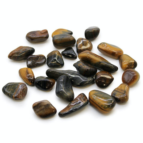 24 Small African Tumble Stones Tigers Eye - Variegated Gems Ancient Wisdom NEW