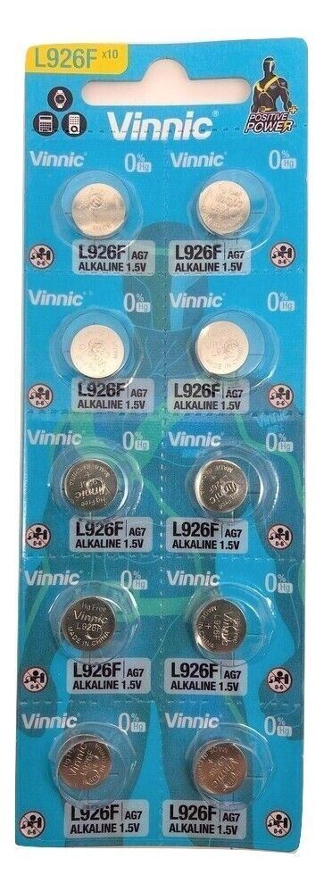 10 Vinnic Alkaline Batteries L926 G7 1.5V Exp 2028 No Mercury NEW