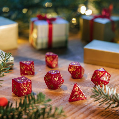 Christmas Dice Set Edition Red Gold Role Playing Games Q-Workshop Rpg NEW