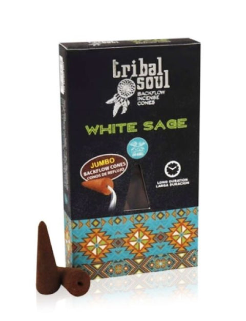 White Sage - Tribal Soul Backflow Incense Cones Hari Darshan