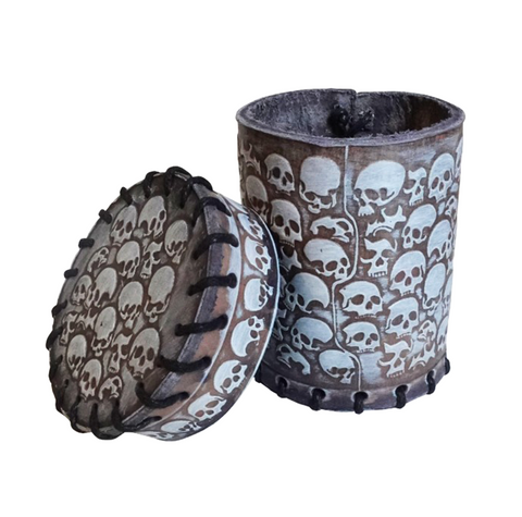 Dice Macabre Dice Cup Black Gray Leather Roleplaying Q-Workshop Rpg Dnd NEW