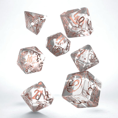 Dogs Dice Set: Bubbles Rpg Dice Polyhedrons Translucent Copper Q-Workshop Sdog04