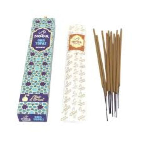 Noor Topaz Agarwood Oud Incense Sticks, 15g Box, Made in India