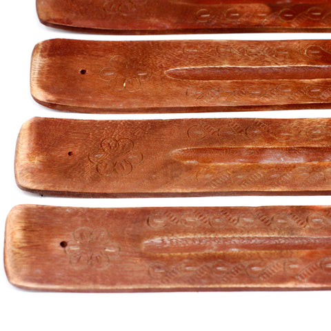 Carved Mango Wood Ashcatcher 10 Incense Holder Handmade Ancient Wisdom Ish-33M
