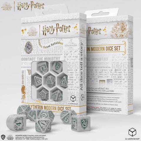 Harry Potter. Slytherin Modern Dice Set White Role Playing Games Q-Workshop NEW