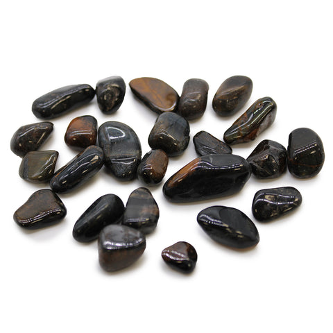 24 Small African Tumble Stones Tigers Eye - Blue Gemstones Ancient Wisdom NEW