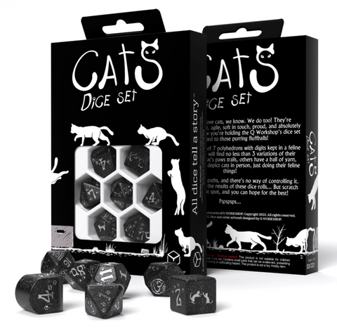 CATS MODERN DICE SET WAFFLE ROLE PLAYING GAMES Q-WORKSHOP CAT LOVERS NEW