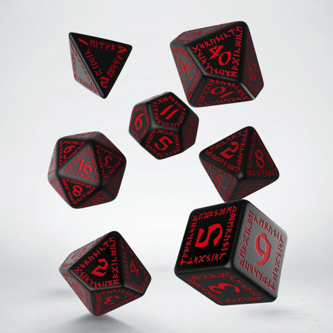 Runic Black And Red Dice Set Role Playing Games Q-Workshop Dnd Rpg Roll NEW