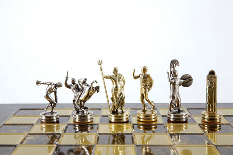 Discus Thrower Chess Set Gold & Silver Chessmen Board 36Cm Manopoulos S7Bro