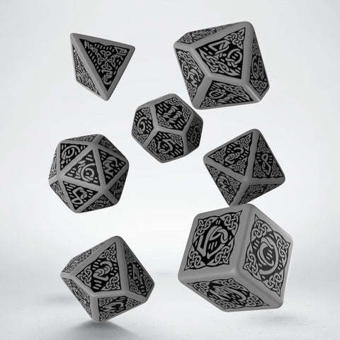 Celtic 3D Revised Dice Set Gray And Black Rpg Role Playing Games Q-Workshop NEW