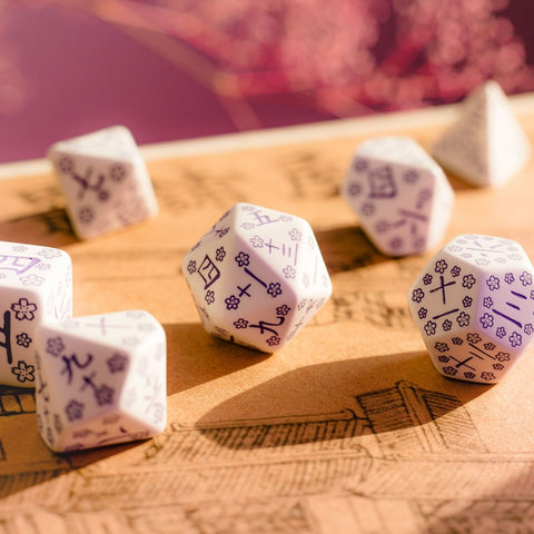 Japanese Blue Star Lotus Dice Set Role Playing Games Q-Workshop Dnd Kanji NEW