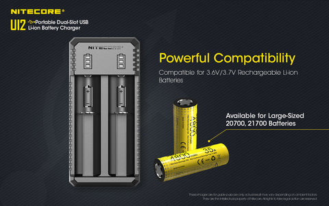 Nitecore Ui2 Portable Dual-Slot USb Battery Charger Batteries Not Included 3.6 V