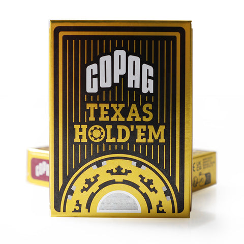 COPAG TEXAS HOLD'EM 100% PLASTIC JUMBO INDEX POKER CARDS CASINO DECK BLACK NEW