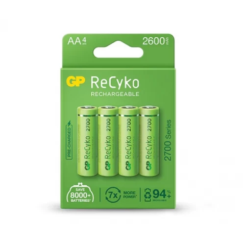 4 Gp Recyko + 2700 Rechargeable Aa Battery 2600Mah Hr6 270Aahc Mn1500 1.2V NEW