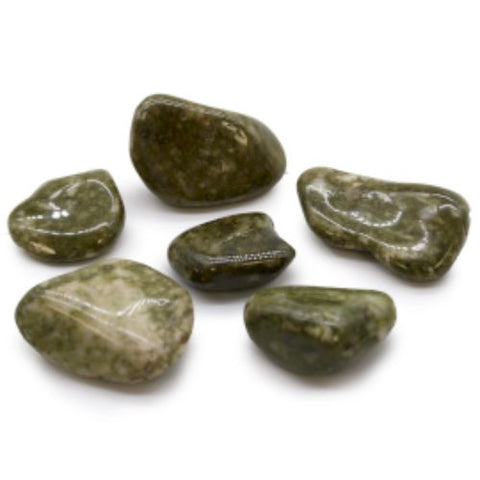 Large African Tumble Stones (6X) - Epidote Snowflake Talisman Ancient Wisdom NEW