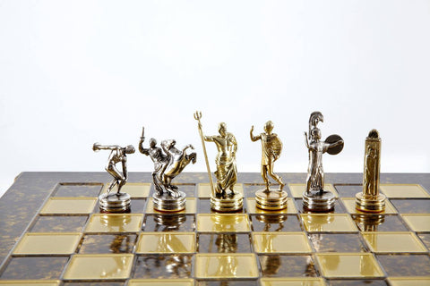 Discus Thrower Chess Set Gold & Silver Chessmen Board 36Cm Manopoulos S7Bro
