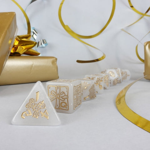 Q-Workshop 20 Years Happy Birthday Dice Set White & Gold Limited Edition S20Y03