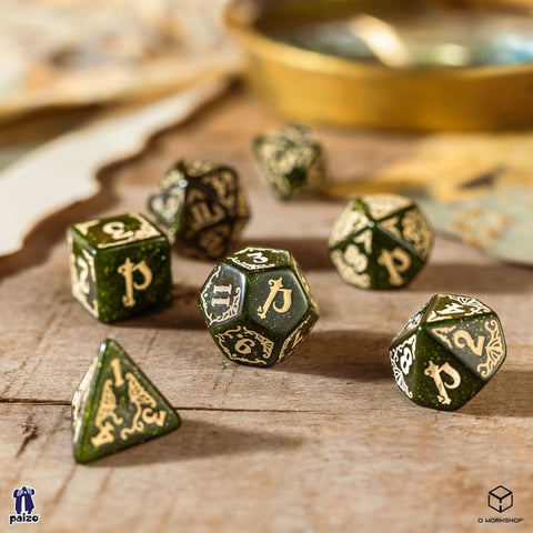 Pathfinder Dice Set Arcadia Green & Beige Role Playing Games Q-Workshop Spat30