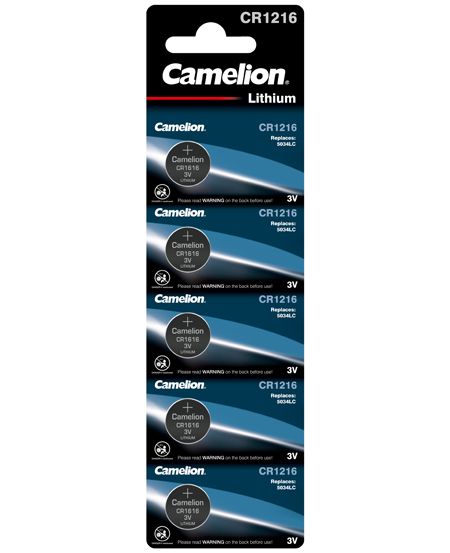 5 Camelion Cr1216 Batteries Lithium 3V Coin Cell Cr1216-Bp5 5Bl Exp 2031 NEW