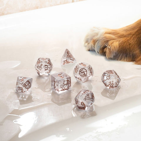 Dogs Dice Set: Bubbles Rpg Dice Polyhedrons Translucent Copper Q-Workshop Sdog04