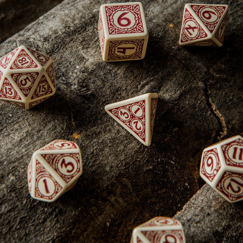 Viking Dice Set Beige Bugrundy Valhalla Roleplaying Games Q-Workshop Dnd Rpg NEW