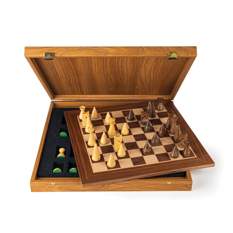 Wooden Chess Set Modern Style Chessmen Walnut Board 40Cm Manopoulos Sw4040K