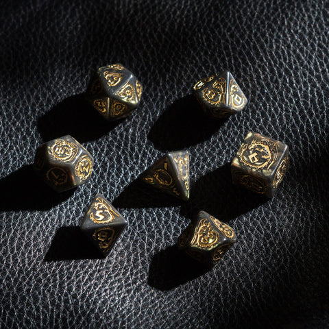 Dragons Rpg Dice Set Bottle Green And Gold Role Playing Games Q-Workshop Dnd NEW