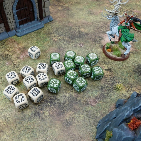 Fortress Compact D6 Dice Set Beige & Olive Role Playing Games Q-Workshop Stcb01