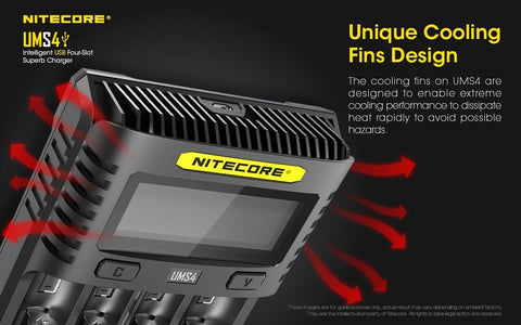 Nitecore Ums4 Intelligent USb Superb Charger Rechargeable Battery Li-Ion/Nimh