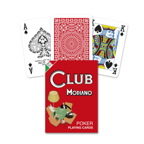 Poker Club Red Back Playing Cards Deck Poker Size Made In Italy Modiano 300382