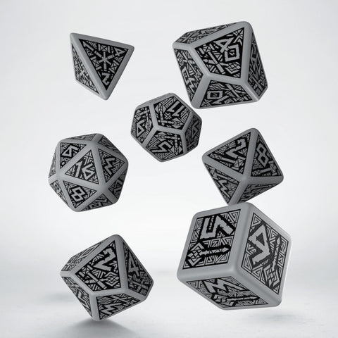 Dwarven Gray And Black Dice Set Playing Games Q-Workshop Plastic Dice NEW