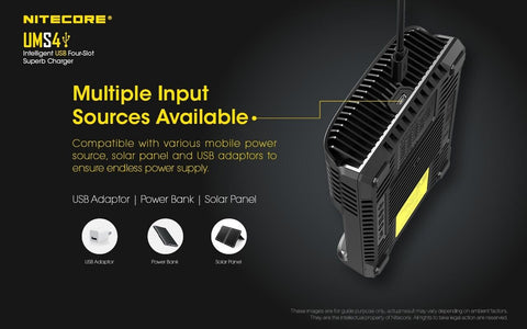 Nitecore Ums4 Intelligent USb Superb Charger Rechargeable Battery Li-Ion/Nimh