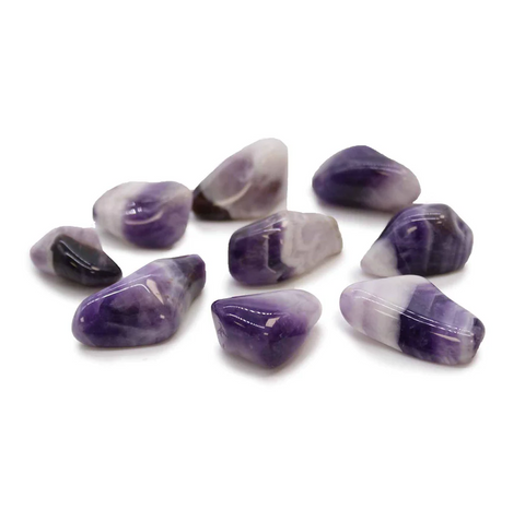 24 Medium Tumble Stones - Amethyst Banded B Grade Gemstones Ancient Wisdom NEW