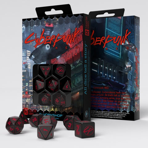 CYBERPUNK RED RPG DICE SET BLOOD OVER CHROME ROLE PLAYING GAMES Q-WORKSHOP NEW