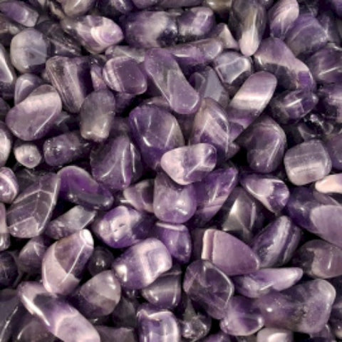 24 Medium Tumble Stones - Amethyst Banded M Gemstones Amulet Ancient Wisdom NEW