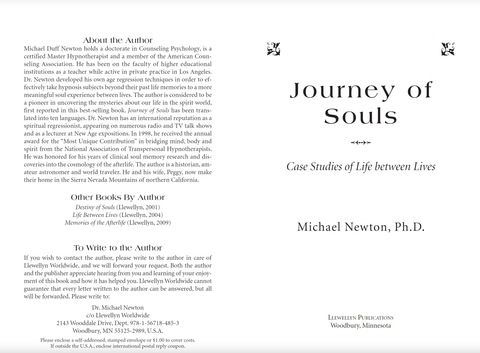 JOURNEY OF SOULS BOOK M. NEWTON PHD CASE STUDIES OF LIFE BETWEEN LLEWELLYN NEW