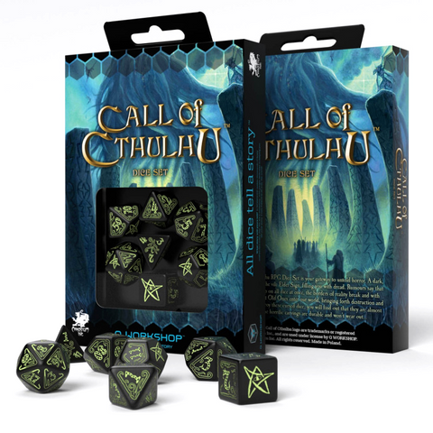 Call Of Cthulhu Dice Set Black And Fosfo Rpg Role Playing Games Q-Workshop NEW
