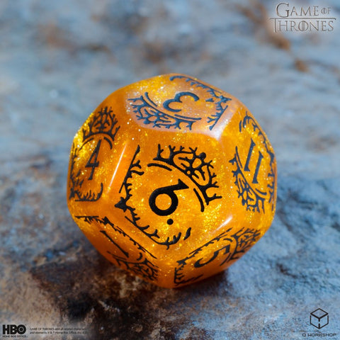 Game of Thrones Baratheon 8-Die Polyhedral Dice Set by Q-Workshop, Yellow/Black