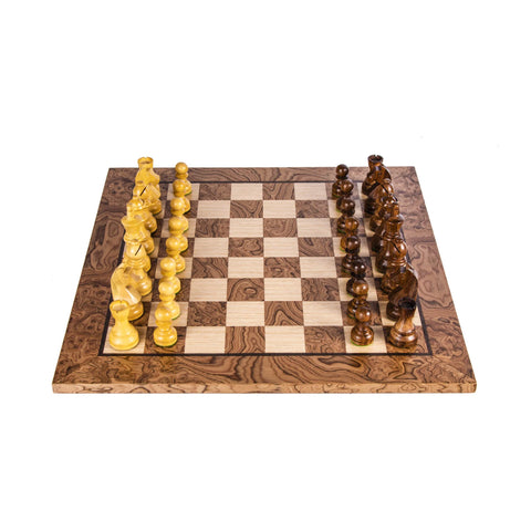 Walnut Burl Chess set 40x40cm with Staunton Chessmen Manopoulos