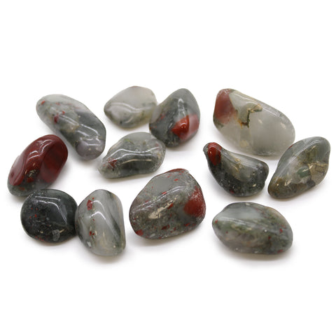 12 Medium African Tumble Stones Bloodstone Sephtonite Gems Ancient Wisdom NEW
