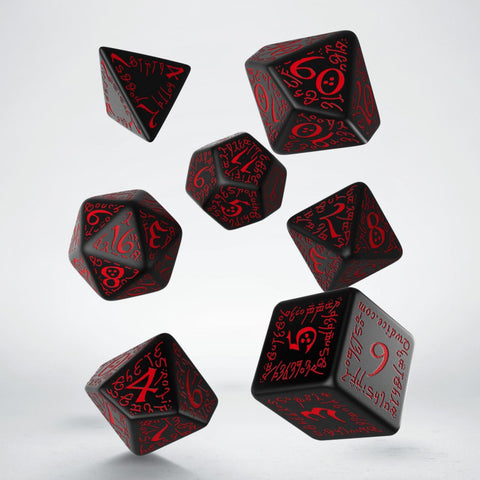 Elvish Dice Set Black And Red Role Playing Games Q-Workshop Dnd Rpg Roll Elf NEW
