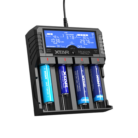 XTAR VP4 BATTERY CHARGER PLUS DRAGON Li-ion LCD 12V 2.4A TC/CC/CV 5V NEW