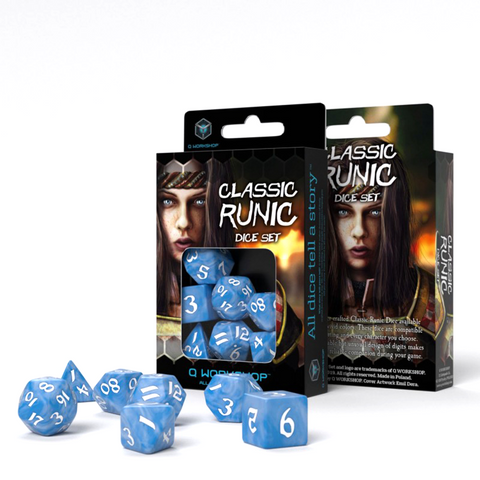 Classic Runic Glacier And White Dice Set Story Role Playing Games Q-Workshop NEW