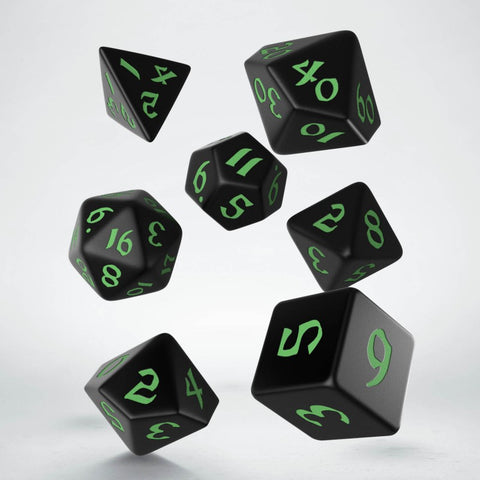 Classic Runic Black And Green Dice Set Story Role Playing Games Q-Workshop NEW