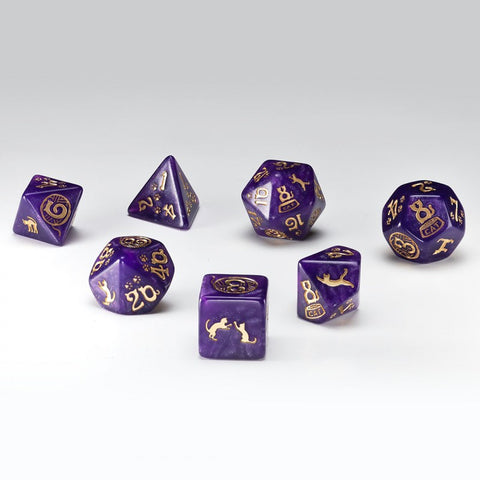 Cats Purrito Dice Set Shimmering Purple Gold Role Playing Games Q-Workshop NEW