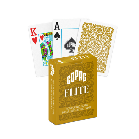 Copag 1546 Elite 100% Plastic Playing Cards Jumbo Index Poker Size Gold Deck