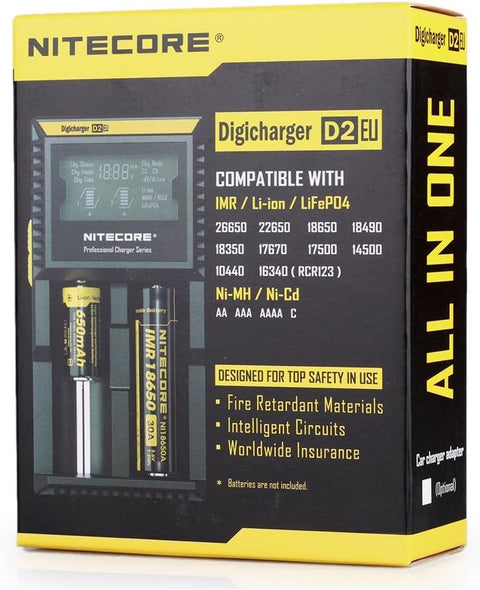 Nitecore D2 Eu Digicharger Rechargeable Battery Charger Li-Ion/Nimh NEW