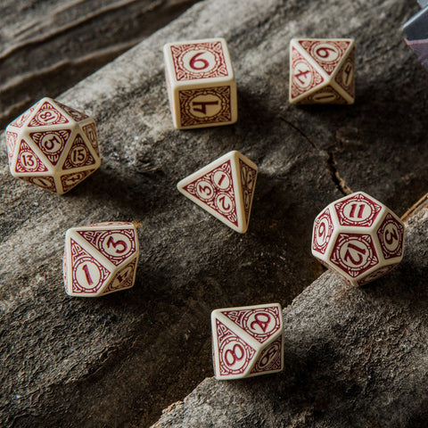 Viking Dice Set Beige Bugrundy Valhalla Roleplaying Games Q-Workshop Dnd Rpg NEW