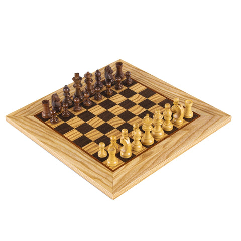 Wooden Chess Set Staunton Chessmen Olive Burl Board 50Cm Manopoulos Sw43B50H